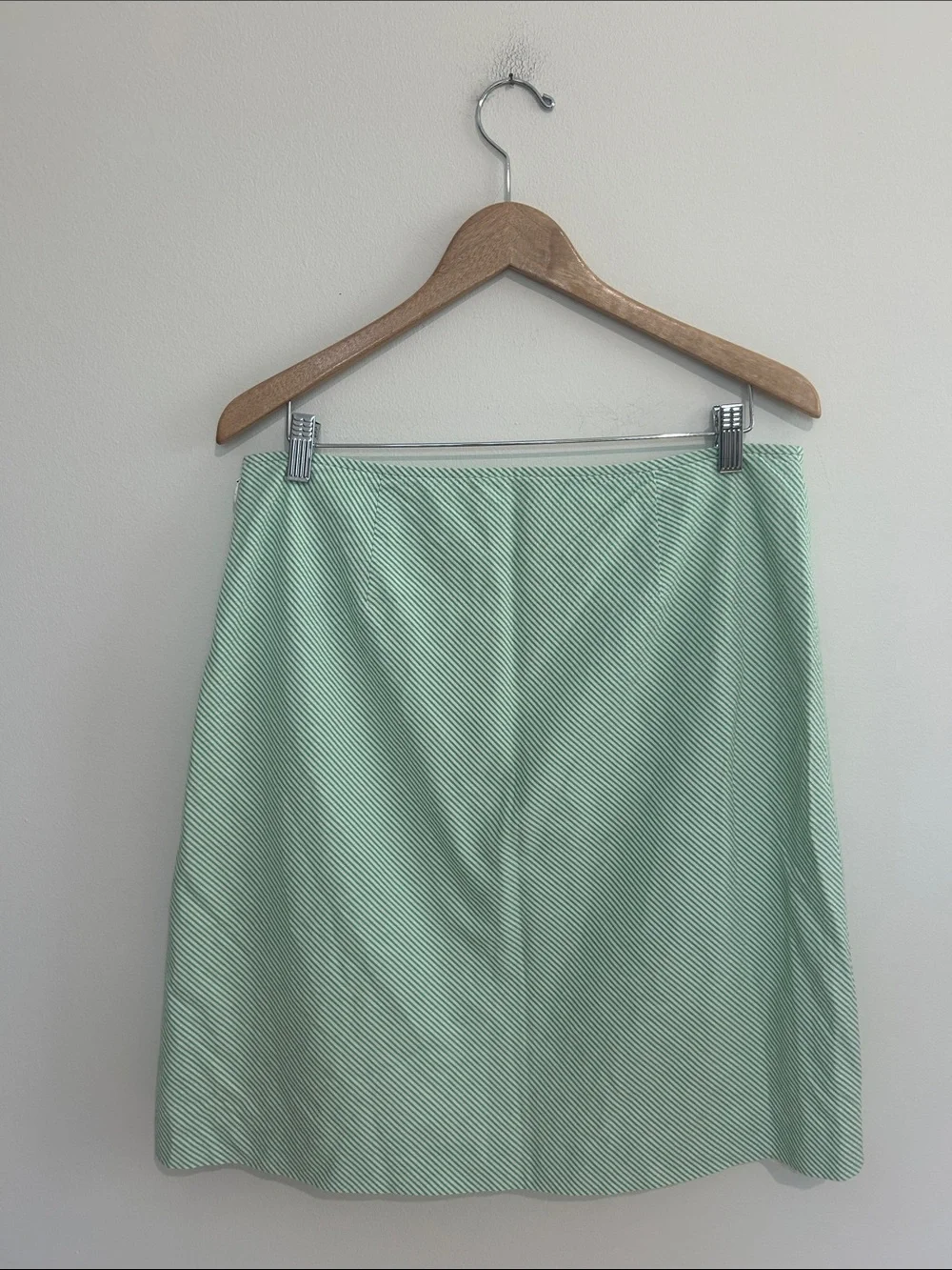 J. Crew Green Seersucker A-Line Skirt Size 10 EUC